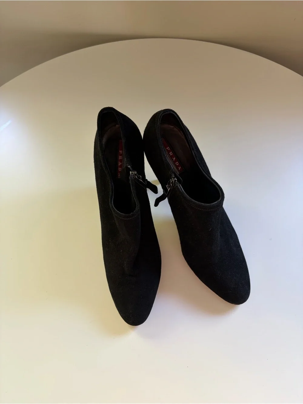 Vintage Prada Black Suede Ankle Boots with Side Zip - Picture 3 of 5